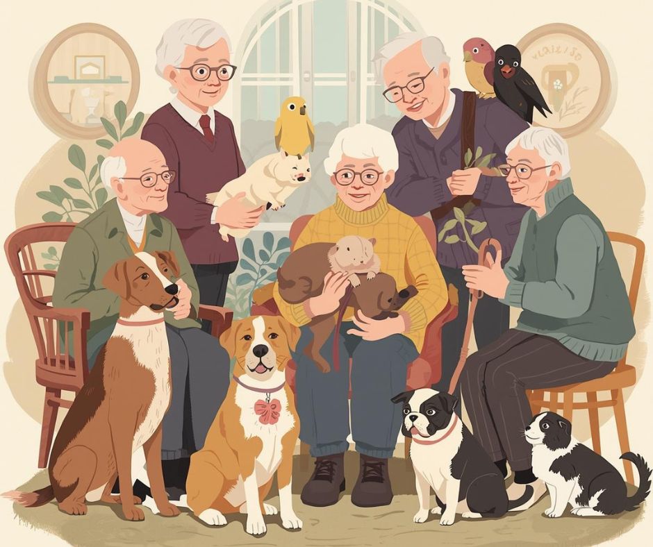 older people with pets